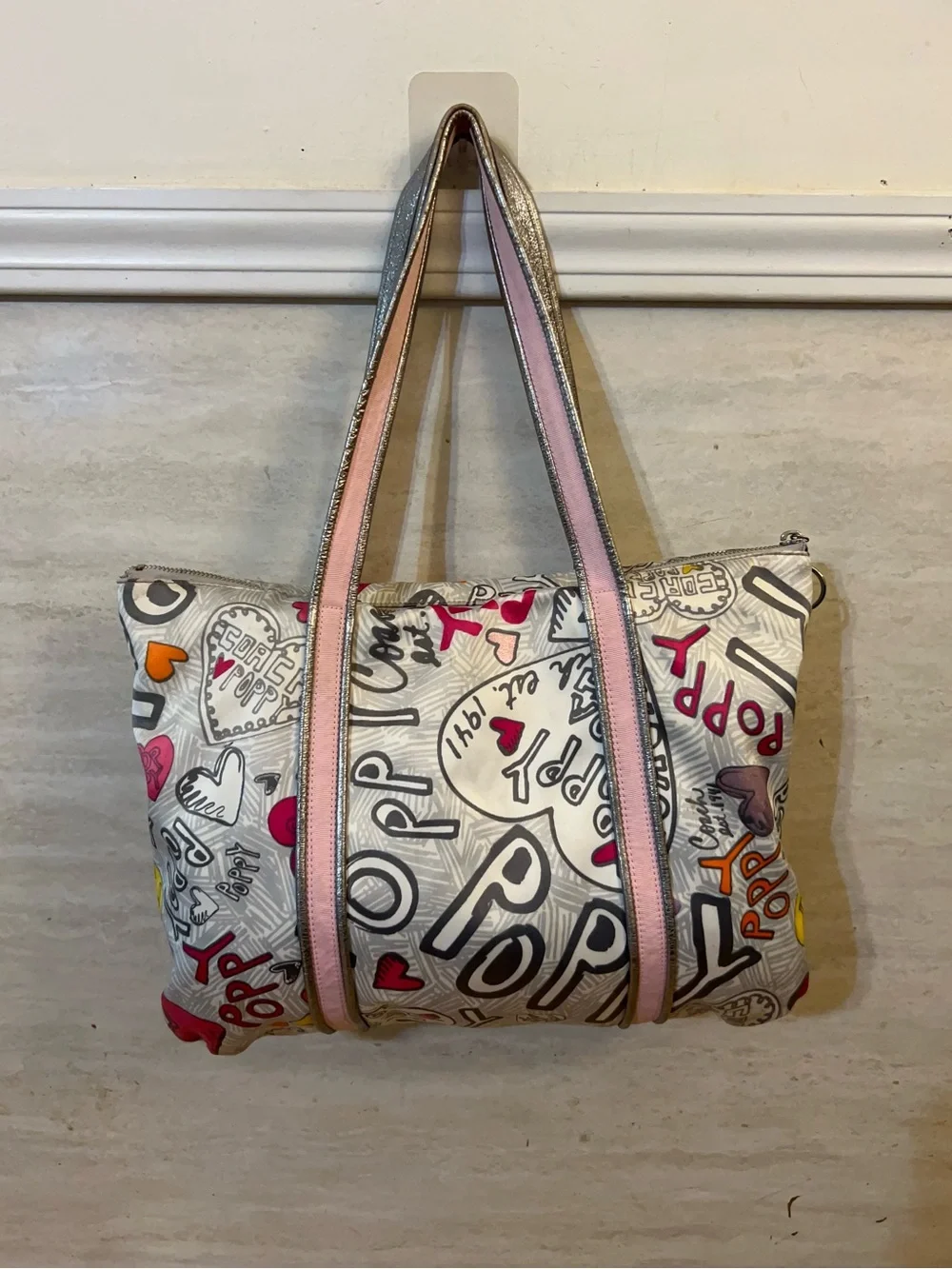 Authentic Coach Poppy Graffiti Hearts Glam Tote